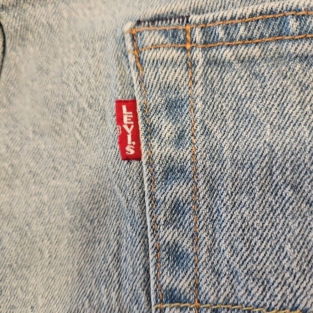 Levis 501 Jeans Mens Sz 38 x 34 Big E Red Tab Premium Blue Stone Wash Button Fly - Picture 6 of 10